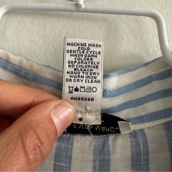 Neiman Marcus 100% Linen Blue Striped Shirt Dress Size Medium - Picture 13 of 13